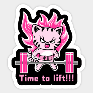 Weight lifting cat, gym girl, fitness girl Sticker